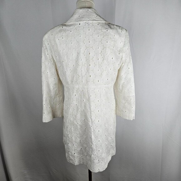 Skirtin Around Coat Dress Size 8 White Eyelet Cotton Y2K Retro Vintage Boho - Picture 7 of 14